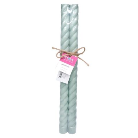 2-Pack Green Unscented Twisted Taper Candles, 14", Wax, sold by At Home