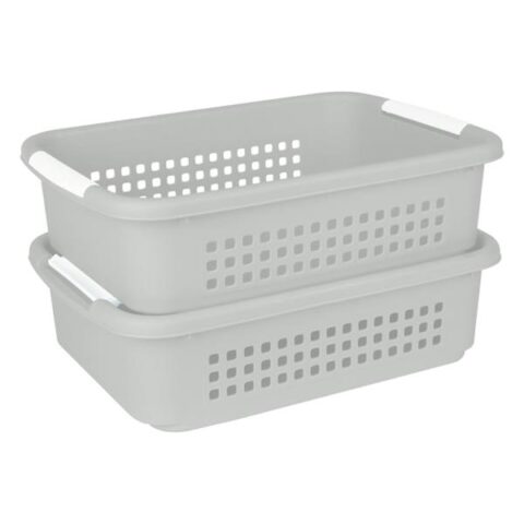 2-Pack Grey Stacked Nest Storage Basket, Large, Plastic, sold by At Home