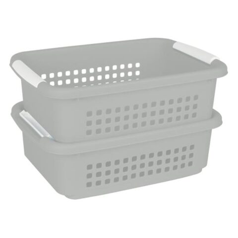2-Pack Grey Stacked Nest Storage Basket, Medium, Plastic, sold by At Home
