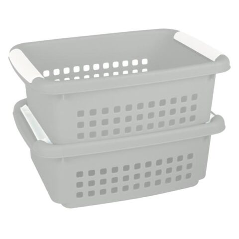 2-Pack Grey Stacked Nest Storage Basket, Small, Plastic, sold by At Home