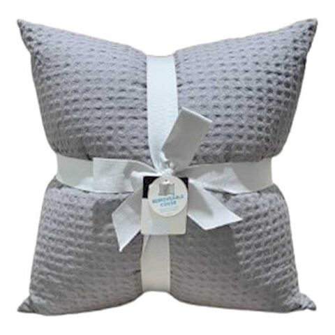 2-Pack Grey Waffle Throw Pillows, 18", Cotton, sold by At Home