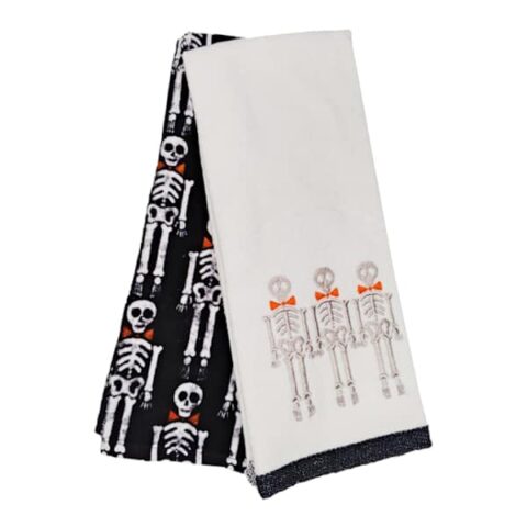 2-Pack Happy Haunting Skeleton Hand Towels, Cotton, sold by At Home