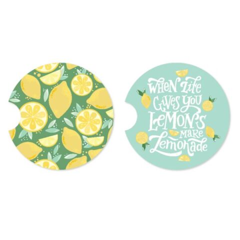 2-Pack Lemons Car Coasters, 2.5", Ceramic, sold by At Home