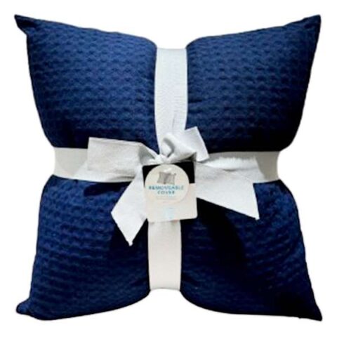 2-Pack Navy Blue Waffle Pillows, 18", Cotton, sold by At Home