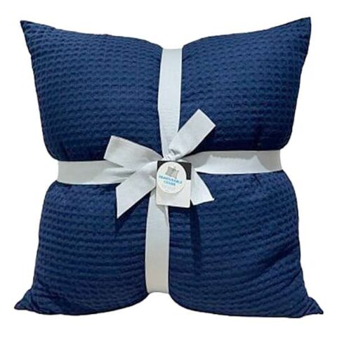2-Pack Navy Blue Waffle Pillows, 24", Cotton, sold by At Home