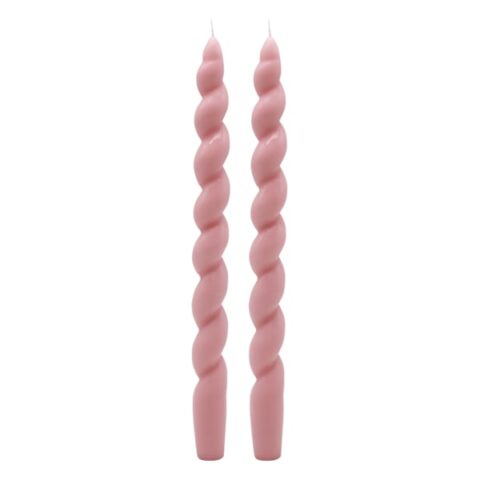 2-Pack Pink Twisted Taper Candles, 10", Wax, sold by At Home