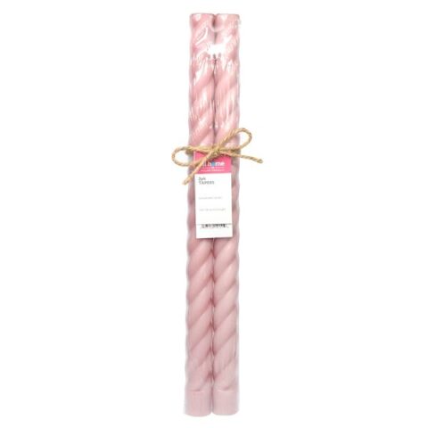 2-Pack Pink Unscented Twisted Taper Candles, 14", Wax, sold by At Home