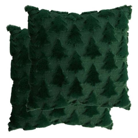 2-Pack Plush Green Shaped Trees Throw Pillow, 18", Fur, sold by At Home