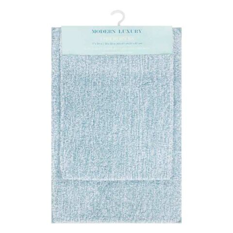 2-Piece Aqua & White Tufted Bath Rug Set, Blue, Polyester, sold by At Home