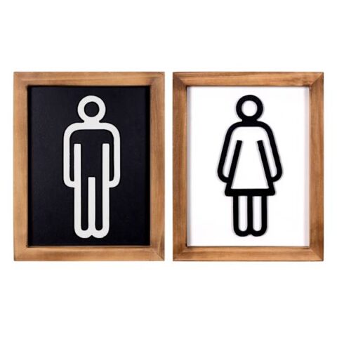 2-Piece Bathroom Wall Art, Black, Wood