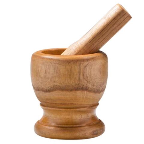 2-Piece Footed Wooden Mortar & Pestle, 5", Neutral, sold by At Home