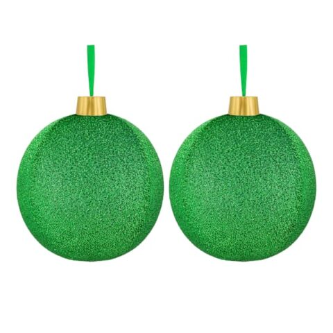 2-Piece Green Tinsel Ornament Set, 12", Plastic, sold by At Home