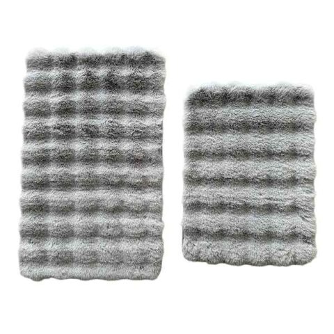 2-Piece Grey Bubble Faux Fur Rug Set, Polyester, sold by At Home