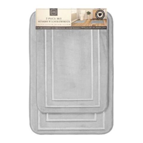 2-Piece Grey Embossed Racetrack Bath Mat Set, Polyester, sold by At Home