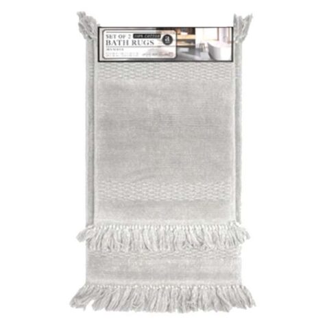 2-Piece Grey Jennifer Fringe Bath Rug Set, Cotton, sold by At Home