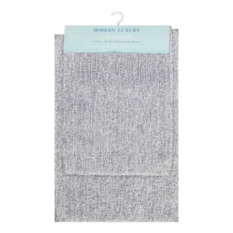 2-Piece Grey & White Tufted Bath Rug Set, Polyester, sold by At Home