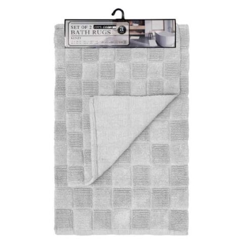 2-Piece Kenzy Grey Checkered Bath Rug Set, Cotton, sold by At Home