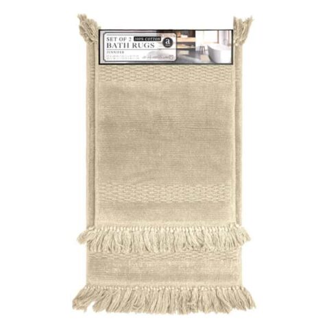 2-Piece Natural Jennifer Fringe Cotton Bath Rug Set, sold by At Home