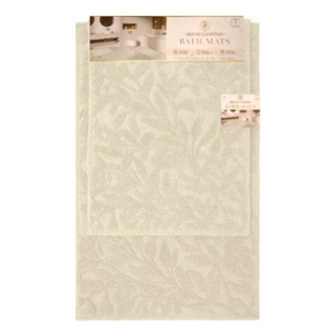 2-Piece Natural Woven Leaves Cotton Bath Mat Set, sold by At Home
