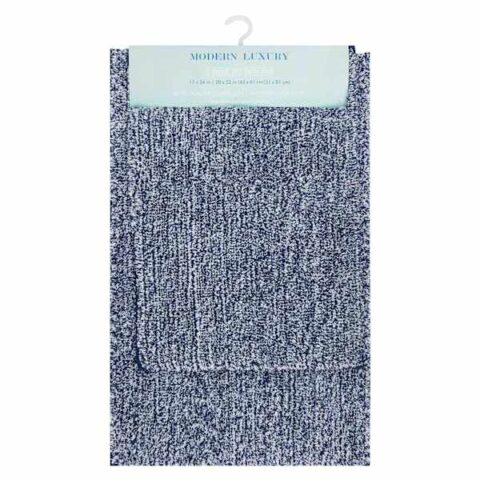 2-Piece Navy & White Tufted Bath Rug Set, Blue, Polyester, sold by At Home