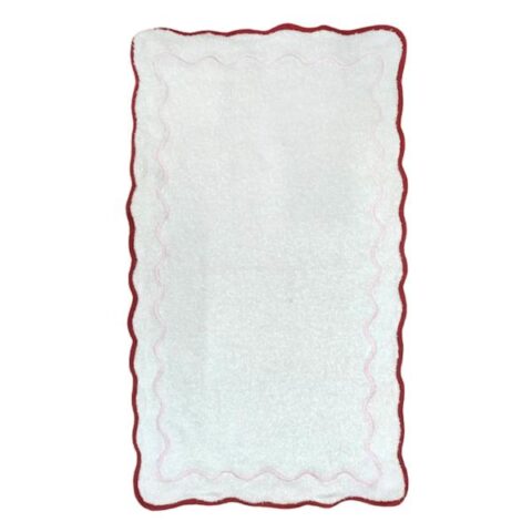 2-Piece Pink Embroidered Scalloped Terry Hand Towel, Cotton