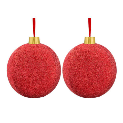 2-Piece Red Tinsel Ornament Set, 12", Plastic, sold by At Home