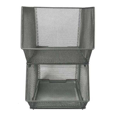 2-Piece Square Silver Metal Pantry Organizer, Small, Grey, sold by At Home