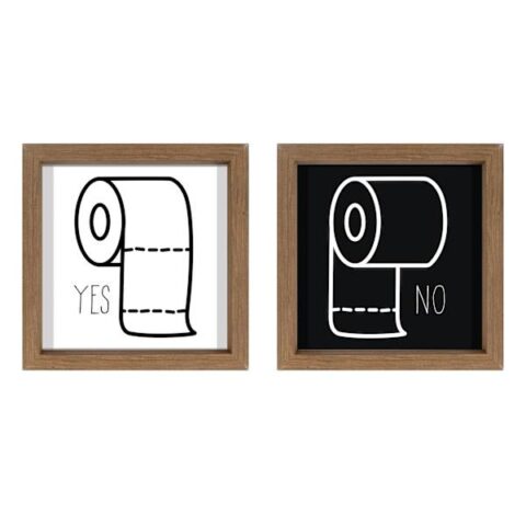 2-Piece Toilet Paper Yes & No Wall Art, 8", Black, Wood, sold by At Home