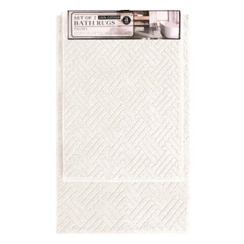 2-Piece White Paloma Cotton Bath Mat Set, sold by At Home
