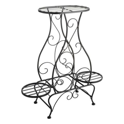 2-Tier Black Metal Outdoor Plant Stand