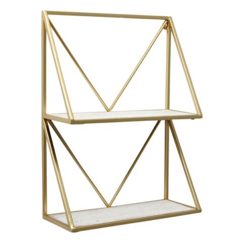 2-Tier Metal & Wood Wall Shelf, Gold, Wood/upholstered