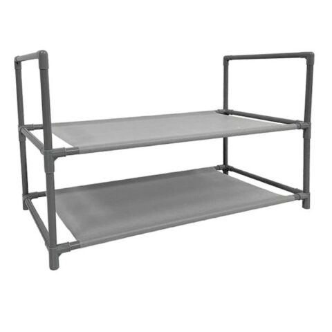 2-Tier Multi-Use Stackable Shoe Rack, Grey, Plastic, sold by At Home