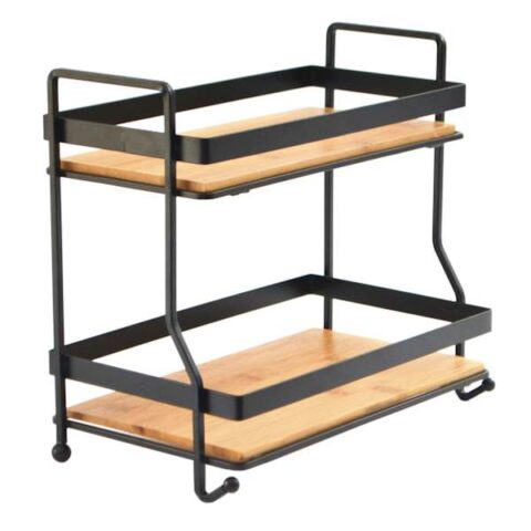 2-Tier Tao Vanity Tray, Matte Black, Metal, sold by At Home