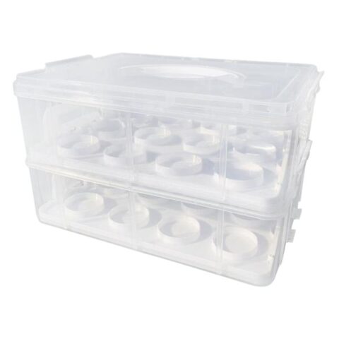 2-Tier Travel Cupcake Holder, White, Plastic, sold by At Home