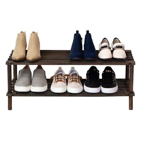 2 Tier Wood Shoe Rack – Espresso, Brown, Wood, sold by At Home