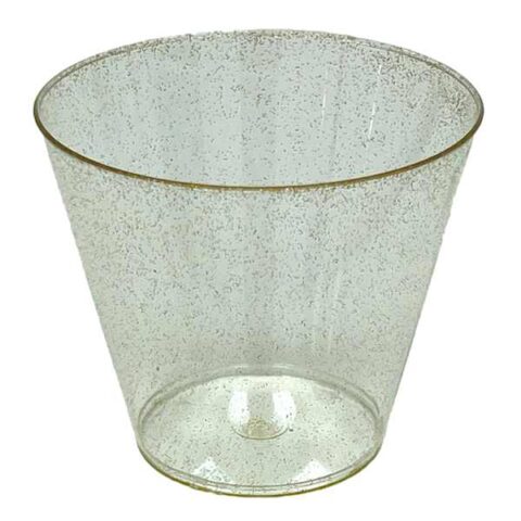 20-Count Gold Glitter Cup, 9Oz, Clear, Plastic, sold by At Home