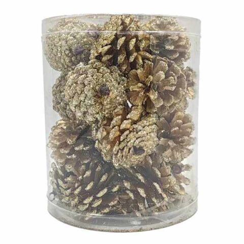 20-Count Gold Glitter Pinecones, 60Mm, Wood, sold by At Home
