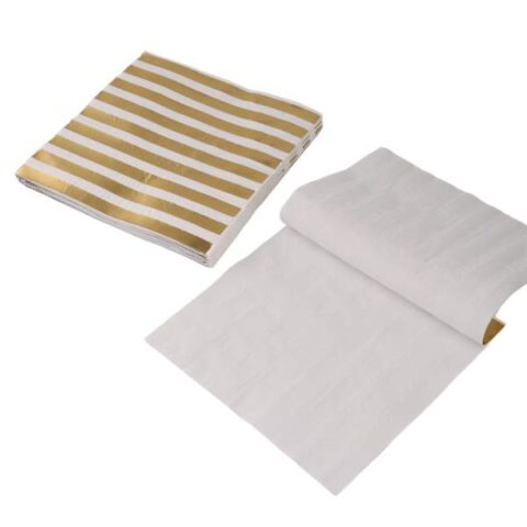 20-Count Gold & White Striped Napkins, 6.5", Paper, sold by At Home