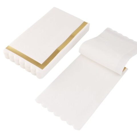 20-Count Golden Scalloped Edge Guest Napkin, White, Paper, sold by At Home