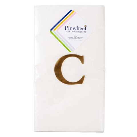 20-Count Monogrammed C Guest Napkins, Gold, Paper, sold by At Home