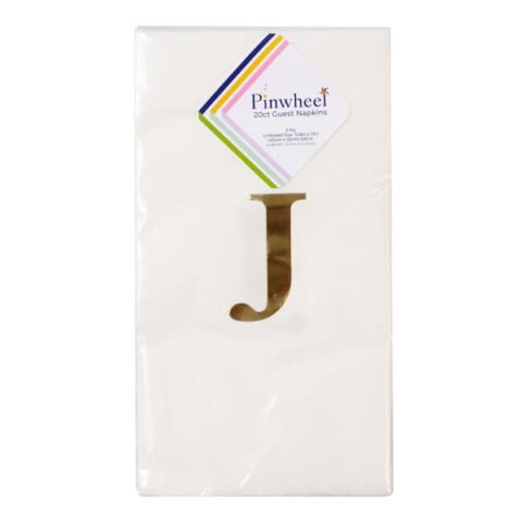20-Count Monogrammed J Guest Napkins, Gold, Paper, sold by At Home