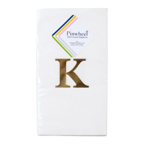 20-Count Monogrammed K Guest Napkins, Gold, Paper, sold by At Home