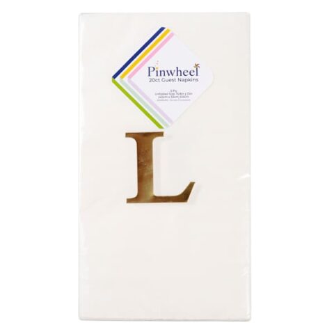 20-Count Monogrammed L Guest Napkins, Gold, Paper, sold by At Home