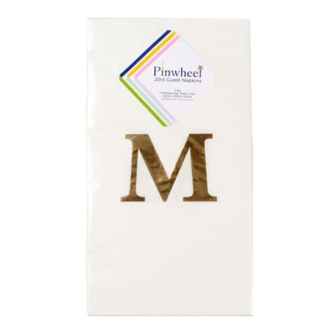 20-Count Monogrammed M Guest Napkins, Gold, Paper, sold by At Home