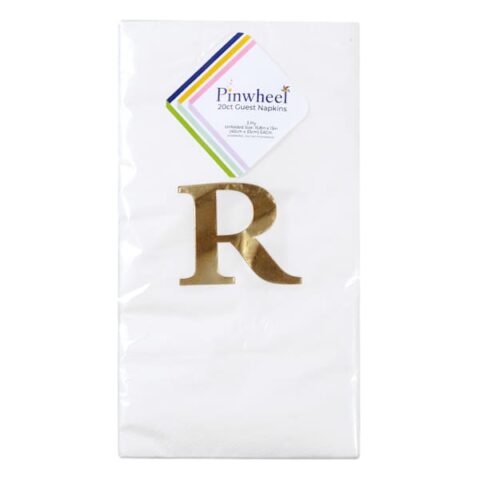 20-Count Monogrammed R Guest Napkins, Gold, Paper, sold by At Home