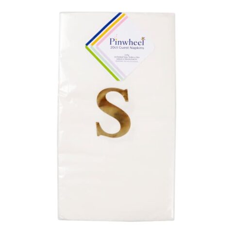 20-Count Monogrammed S Guest Napkins, Gold, Paper, sold by At Home
