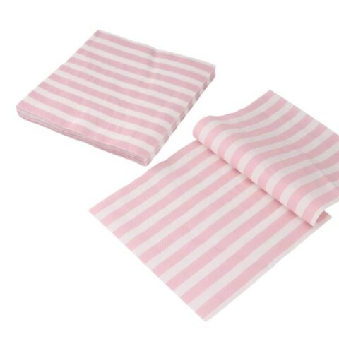 20-Count Pink Striped Napkins, 6.5", Paper, sold by At Home