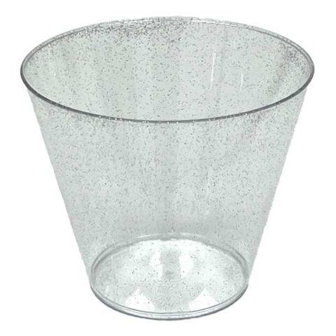 20-Count Silver Glitter Cup, 9Oz, Clear, Plastic, sold by At Home
