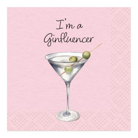20-Pack Ginfluencer Cocktail Napkins, Pink, Paper, sold by At Home