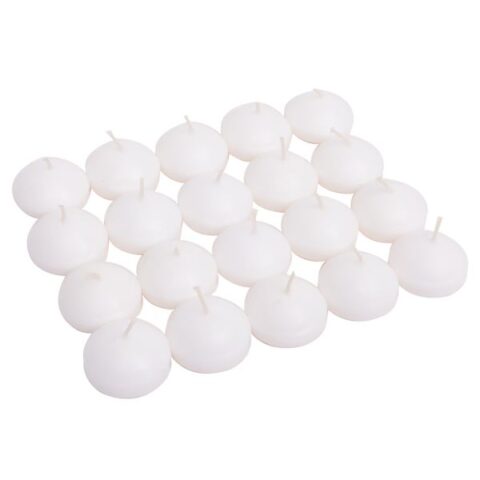 20-Pack White Unscented Overdip Floating Candles, Wax, sold by At Home